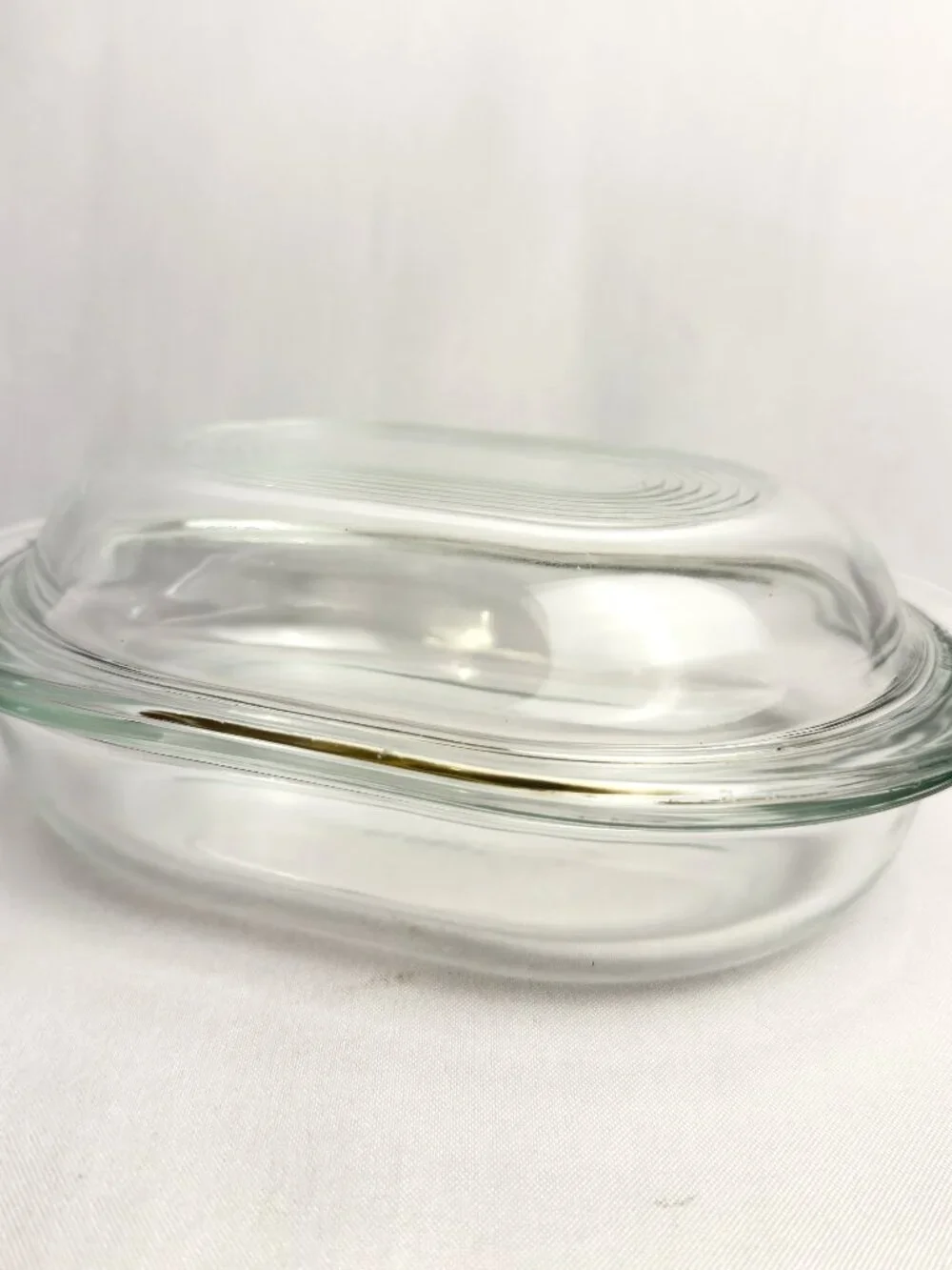 Pyrex Corning Clear Glass Oval Refrigerator Dish with Lid Vintage Kitchenware